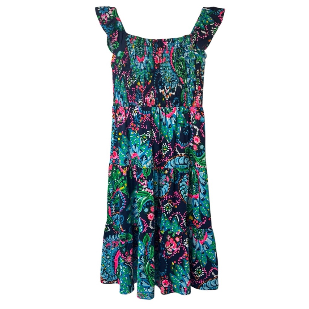 Lilly Pulitzer Floral Print Dress with Ruffle Sleeves Size Child M
